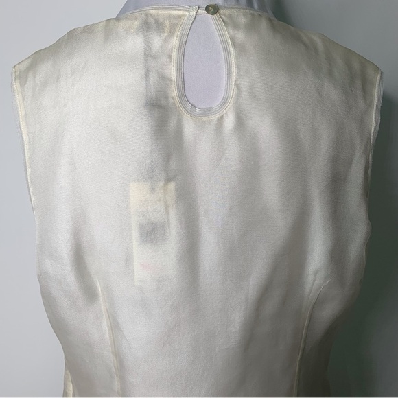NWT Max Studio Women's White 100% Silk Sleeveless Beaded Blouse Top Size 12 - Picture 8 of 12